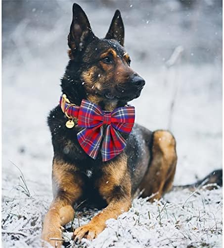Коледен Памук яка XIULAIQ за кучета с матросским лък, Червени и Сини Карирани Щенячий нашийник за Малки кучета е Среден