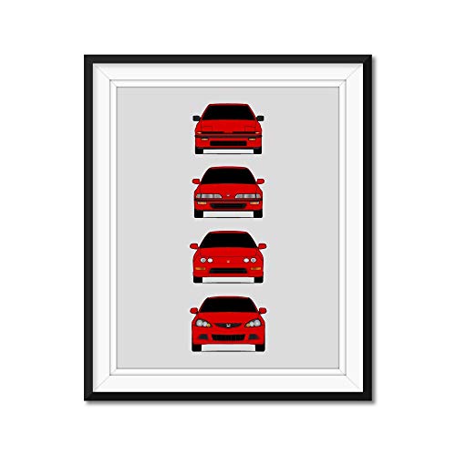 Авто плакат, вдъхновен от поколения на Acura Integra (Honda Integra) Evolution - Принт Acura Integra ръчна изработка - Бял, с метален принтом 11x14 инча (без рамка) - Идеален подарък автолюбител