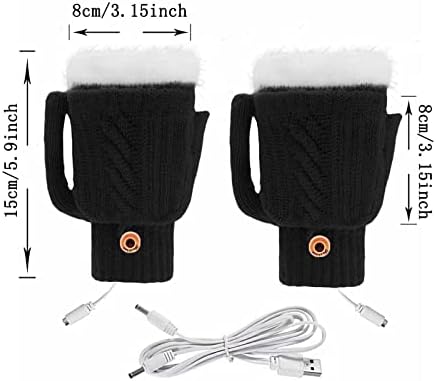 Дамски и мъжки ръкавици с USB-топъл, за защита от зимния студ, топли плетени калъф за ръкавици с топъл във формата на мида на половин пръст