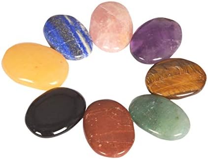 Красив Комплект от 8 БР Скъпоценни Камъни Неспокойни Камъни, Определени за Чакрите или Джобни Камъни за палеца на Дланта Crystal Исцеляющий