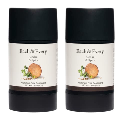 Each & Every 2 опаковки на Природен Дезодорант за чувствителна кожа, без алуминий с етерични масла, опаковане на растителна