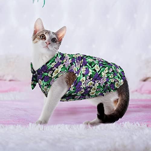 OUOBOB Рокли за котки с цветен Модел, Рокля на Принцеса, Лятна Рокля за Коте Без Ръкави с Лък, Дишаща Сладък Костюм-риза за домашни любимци,