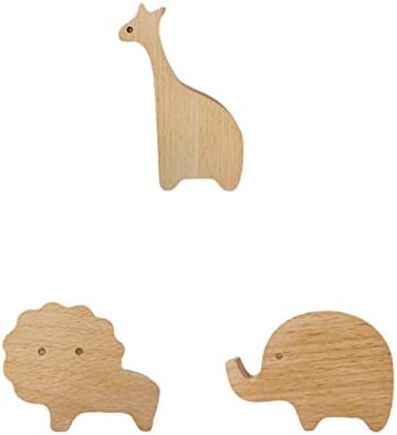 Дървени Стенни Куки за дрехи, 3 опаковки Творчески Дървени Стенни Куки със собствени животни, Реколта Закачалки за Шапки, Чаршафи,