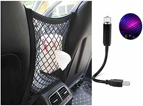 Мрежест Органайзер за Задната седалка на Автомобила с USB-Лампа За Атмосферата на Автомобила, Аксесоари За Интериор на Автомобил, Джобен