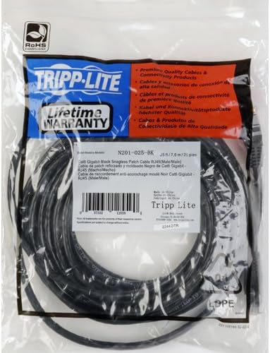 Гласове кабел от Трип Lite Cat6 Gigabit без довършителни (RJ45 m/M) - Черен, 6 фута (N201-006-BK)