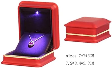Дебела Сватбена Led кутия За Пръстени, Годеж, Луксозна Боя за Пиано, Подаръчни кутии-Организаторите за бижута (Цвят: червен, размер: 7 *