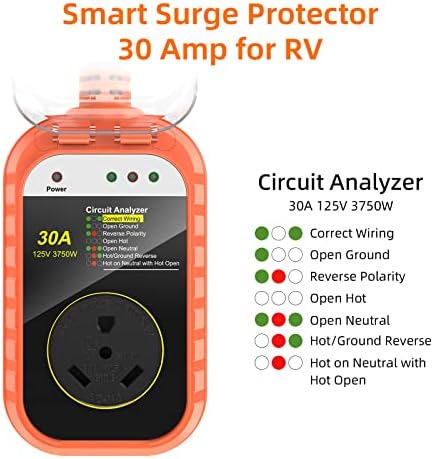 Мрежов филтър RVPLO АВТОБУСА до 30 Ампера - Водоустойчив филтър мрежа на колела със защита от пренапрежение (6500 Джоулей), led индикатор, удобна дръжка, интелигентен мрежо
