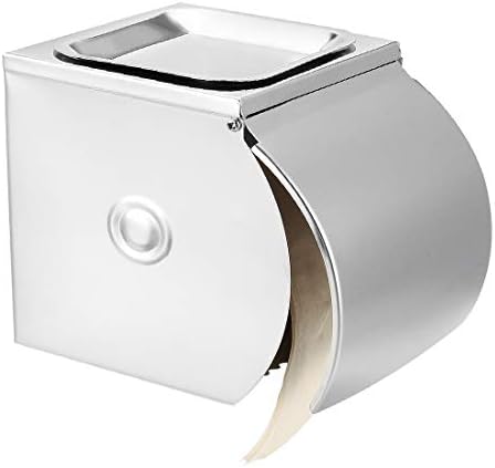 Нов Lon0167 124 мм x 118 мм x 126 мм с покритие От полирана Неръждаема Стомана, Стенен Държач за Тоалетна хартия с капак (124 мм