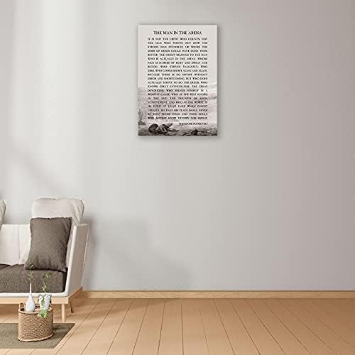 Човек В Арена Теодор Рузвелт Плакат Платно Мотивационно Стенно Изкуство за Хола Вдъхновяващи Цитати Картини Живопис Декор В рамката на 16x24