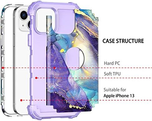 Калъф Rancase за iPhone 13, не е за iPhone 13 Pro, Трехслойная Сверхпрочная Противоударная Защита, Твърда Пластмасова Броня + Мек Защитен калъф от силиконов каучук за Apple iPhone 13 6,1 и