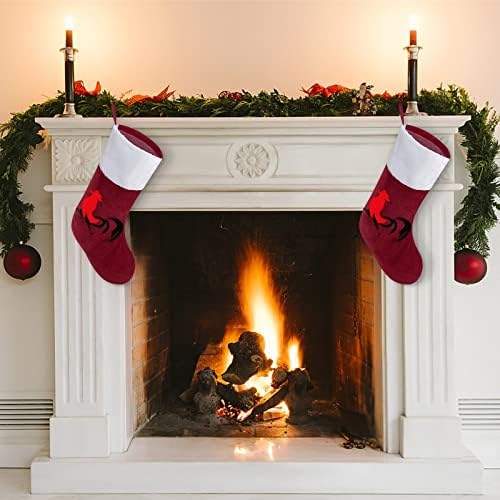 Коледни Чорапи с Червен Петел, Коледни Чорапи, Чанта За Дома, Семеен Коледен Декор
