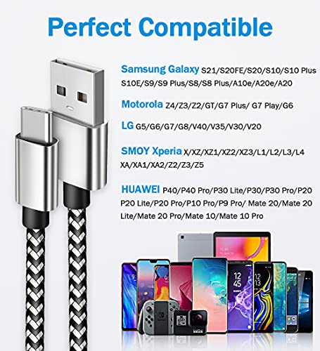 USB кабел C 2 опаковки 6 метра, 10 метра За бързо зареждане, Дълъг Кабел за Зарядно устройство тип C за Samsung A02S A11 A12 A21 A32 A51 A52, Galaxy S9 S10 S10E S20 S21 FE Ultra, Note 10 20 Plus, LG Stylo 5 6 V40 V60 Thinq k51