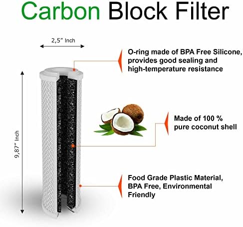 1 Стандартна единица въглерод от черупки от кокосови орехи и 1 Четири слоя филтър полипропилен утайки 5 Микрона 2,5 x 10 Касети за воден