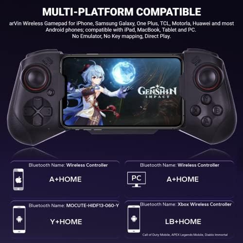Контролер arVin Gaming Gamepad за iPhone и iOS и Android Игри джойстик Bluetooth за iPhone 14/13/12/11, Samsung Galaxy S22 /