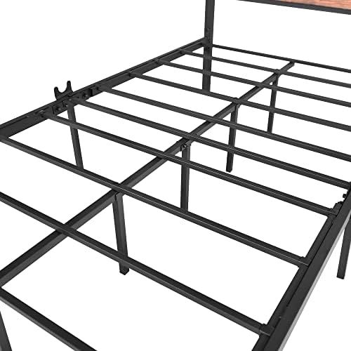 Рамка на легло BOFENG Twin Size с винтажным дървен таблата Farm легло, Рамки на легла на метална платформа за тежки условия на работа,
