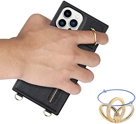 Чанта-портфейл Jaorty по рамото за iPhone 13 Pro Max /12 Pro Max 6,7 5G, калъф с държач за карти, [Притежателя с пръстен