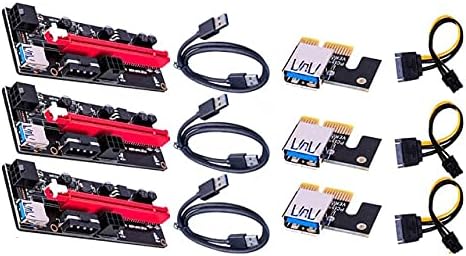 Съединители за майнинга Ver009 USB 3.0 Pci-E Странично Ver 009S Express 1X 4X, 8X 16X Удължител Странично Карта-адаптер Sata 15Pin на 6-пинов захранващ Кабел - (CN, дължина на кабела: 0.6 м, цвят: ч