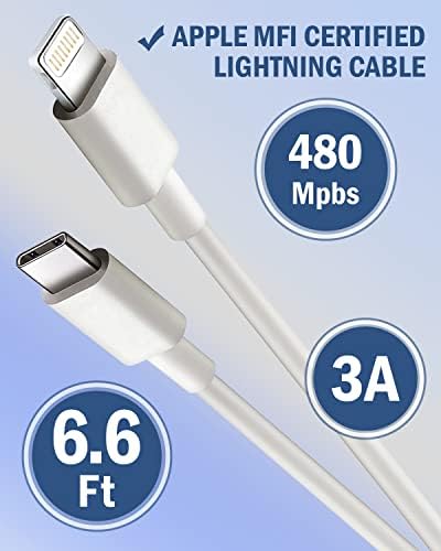 Бързо зарядно за iPhone мощност 30 W с 6,6-футовым кабела Lightning за iPhone 14/13/12 Pro Max и Pro/Mini/ Plus