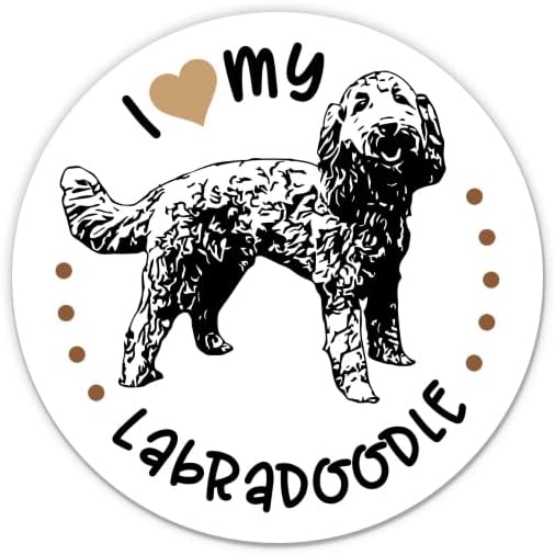 Стикер I Love My Labradoodle - 3 Стикер за лаптоп - Водоустойчив винил за колата, телефон, Бутилки с вода - Стикер за кучета Labradoodle