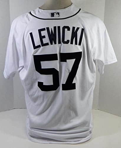 2018 Детройт Тайгърс Арти Левицки 57 Излиза В играта Бяла Риза 48 DP20543 - Използваните В играта тениски MLB