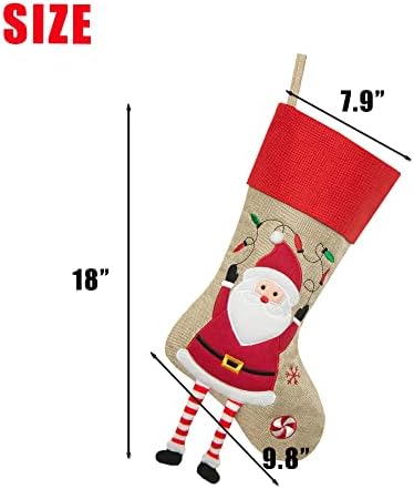 Коледни чорапи Jiulixiang за Семейството, Красиви Ленени Торби (чорапи 3 бр.)