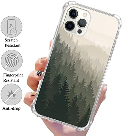 Естетичен калъф Green Mountain Forest, който е Съвместим с iPhone 14 Pro Max, Изчистен калъф Green Trees за iPhone 14 Pro Max, Готин
