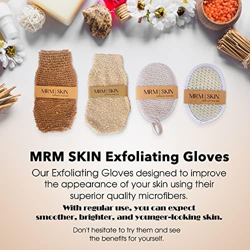 MRM Skin 4 Опаковки, Ексфолиращи Хавлиени Ръкавици за Душата, спа, Масаж и Ексфолианти За Тяло, За да Премахнете Мъртвите клетки