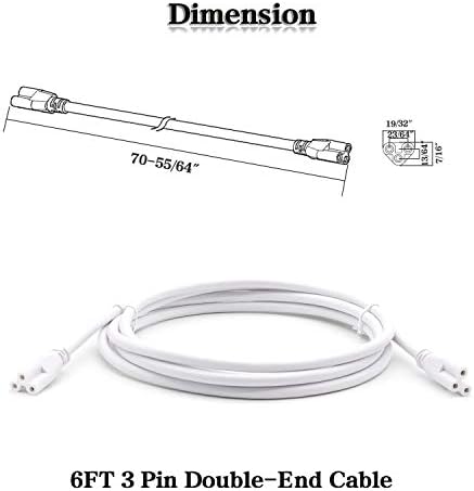 6 ФУТА (70-55/64 инча) Т5, Т8 Клиенти светлини, led Свързващ Кабел, кабел с двоен край, удължителен кабел за захранване за led, вграден