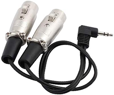 X-DREE Двоен XLR 3P женски 3,5 мм мъжки F/M Микрофон, Черен аудио кабел с дължина 50 см (двоен XLR 3P Женски 3,5 мм Maschio F/M Microfono Cavo audio Lunghezza 50 см