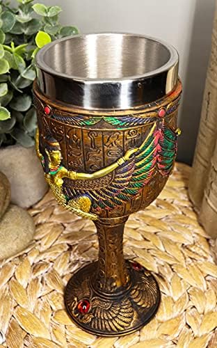Египетски Чаша за вино Ebros Със Златен Иероглифическим Картина С Изображение на Боговете на Египет Височина 6 унции 7 инча (Изида