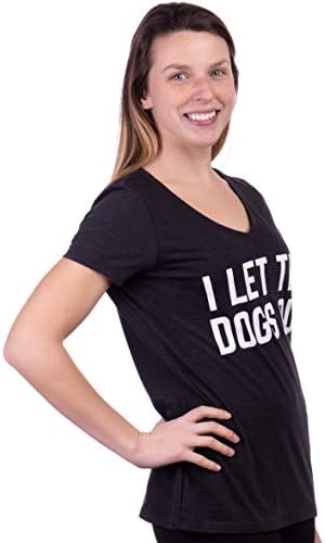 Аз освобождаване кучета | Забавна Шега За Выгуливание кучета, Хумор Собственик на домашен любимец, Женствена Тениска С V-Образно деколте,