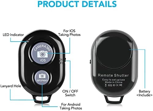 2 Комплекта Безжично дистанционно за управление на камерата - Безжично дистанционно управление за мобилни телефони iPhone и Android