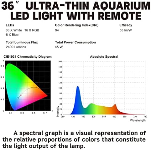 Аквариум, осветителни тела WATER REBIRTH Fish Tank Light (Версия с дистанционно управление, 36-42 инча)