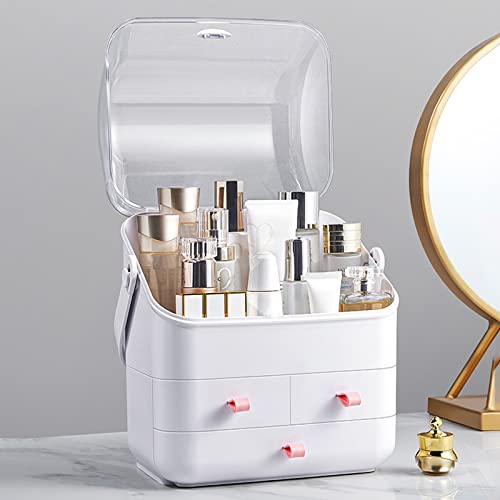 Козметичен органайзер xrxebv, преносима кутия за съхранение на козметика, водоустойчив и пылезащитная витрина, рафтове за съхранение на