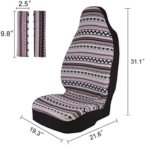 Graaycomfy Калъф за авто седалка в стил Бохо, 4 бр. Сладки, кола Седалките в стил Хипи, Многоцветен Калъф за седалки на ивици,