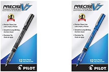 Химикалки с течни мастила PILOT Precise V7 Stick, тънки (0,7 мм), черно мастило, 12 броя в опаковка (35346) и химикалки с течни