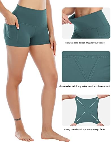 LZYVOO 4 Опаковки от Женски Шорти от Ликра с джобове, Дамски къси Панталони за Йога с висока Талия, къси Панталони за тренировка на бедрата