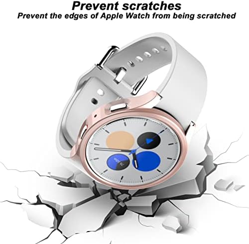Калъф Rc-Z за Samsung Galaxy Watch 5/4 40 мм, [4 + 4 опаковки] Защитно фолио за екрана, разменени броня Samsung Galaxy Watch 4/5 40 мм, аксесоари (Titanium black + леопардовый принт + rose gold + прозрачен)