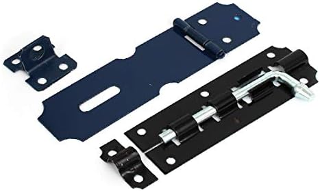 Нов комплект Lon0167 от 2 теми, черно, синьо, металик, надежден, ефективен заключване за врата на обкова, следящ свързващ болт + скоба за засова (id: 124 d1 6a 599)