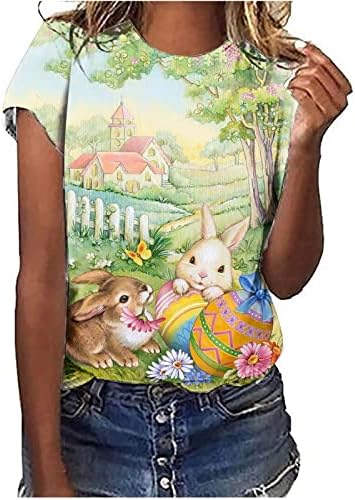 Блуза, Тениска за Момичета, Юноши Лято Есен 2023, Памук с Къс ръкав 1/2, Графичен Честит Подарък, Обяд, Великденско Яйце,
