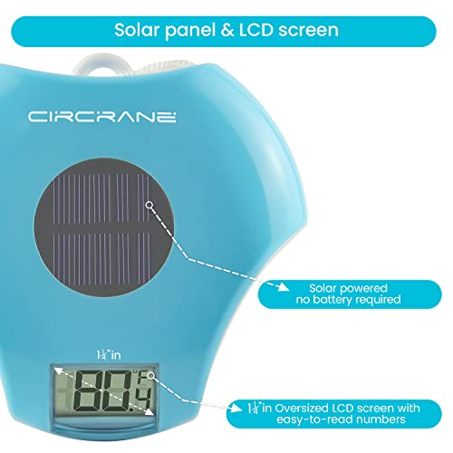 Слънчев Дигитален Термометър за басейн и спа Circrane, Устойчив на атмосферни влияния Плаващ термометър, водоустойчив IPX-8, цикъл