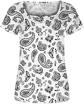 Comigeewa Тениска за Почивка За Момичета, Есен-Лято, Къс Ръкав, 2023, Деколте във формата на Сърце, Памучен Блуза с Графичен Дизайн