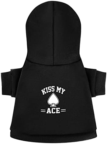 Kiss My Ace Poker Дрехи за кучета Зимни Блузи с Качулка за Домашни Любимци Меки и Топли Блузи за Малки до Средни Кучета