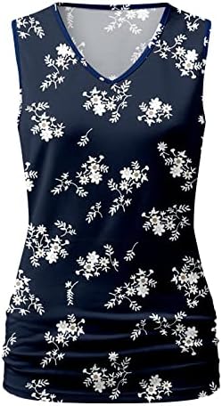 Xiloccer Женски Графични Тениски Дамски Ежедневни Върховете на бретелях Без Ръкави с V Образно деколте Ризи Свободно Намаляване