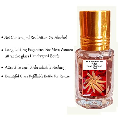 Паал Fragrances Rose-Chandan (Естествени Итра/Аттар/Парфюм) За мъже и Жени Устойчиви Парфюми Attar