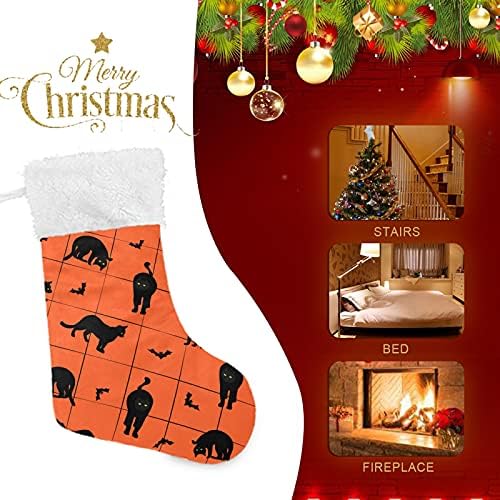 Коледни Чорапи ALAZA на Хелоуин, Черни Котки, прилепи, Оранжеви Класически Персонализирани Големи Чорапи, Бижута за Семейни Тържества, декорация за Партита, 1 опаковк?