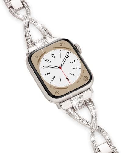 Wipalor е Съвместим с каишка на Apple Watch 45 мм 44 мм 42 мм, лесен за жените, Лесно регулируем маншет, блестящи диаманти и от