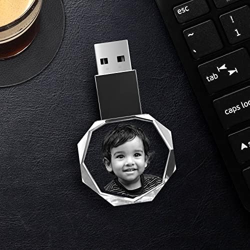 USB флаш памет ArtPix 3D Crystal Photo обем 16 GB (комплект от 3 броя), Персонализиран, с вашата Собствена снимка, за мама, татко, на мъже, Жени, 2D Изображение с Лазерно гравиран, Осмо