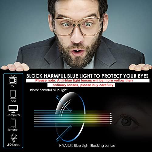 HIYANJN без рамки от Очила За Четене Синя Светлина, Блокиране на Компютърен Четец Без Рамки За мъже, по-Леки Очила (3 опаковки