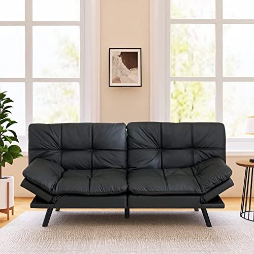 Разтегателен диван/Канапе Vyfipt Futon, Кожен Малък разтегателен диван с ефект на паметта за всекидневната, Модерен диван